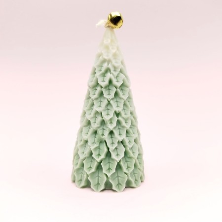 Bougie sapin feuilles vert et blanc - Parfum sapin