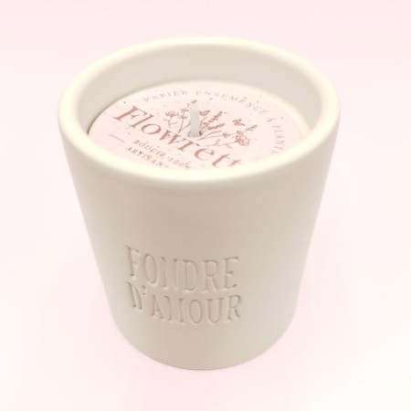 Bougie blanche - "Amour" - Parfum fleur de Lin