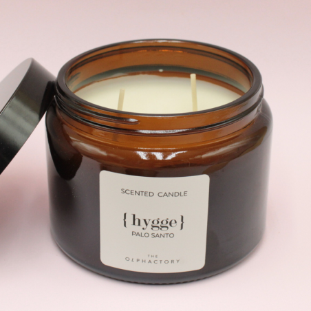 Bougie Double Mèches Hygge - Verre Ambré - Parfum Palo Santo