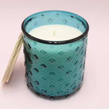 Bougie Classique Bleue - Motifs en Relief - Parfum Coton