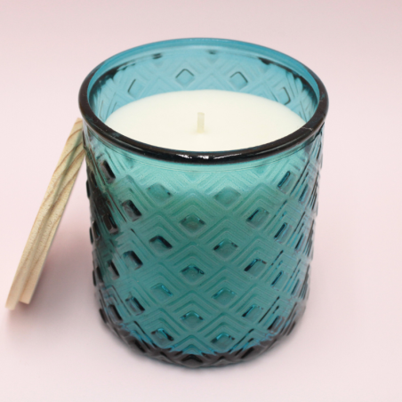Bougie Classique Bleue - Motifs en Relief - Parfum Coton
