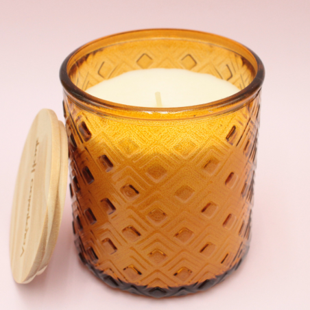 Bougie Classique Orange - Motifs en Relief - Parfum Orange/Cannelle