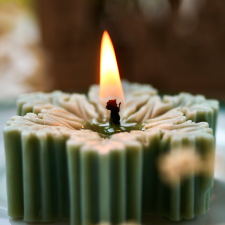 Bougie flocon vert - Parfum sapin
