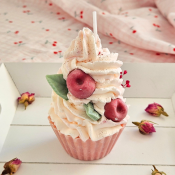 Bougie décorative cupcake - Parfum griotte cherry