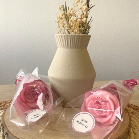 Fondant fleur rose parfumé framboise litchi